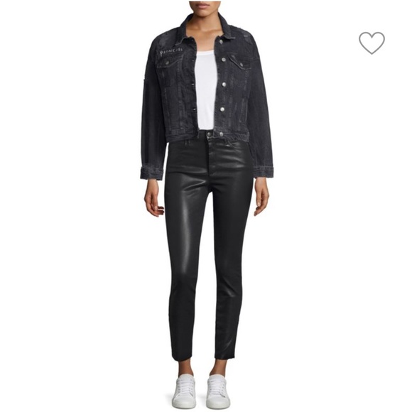 Taylor Hill x JOE’S JEANS Princess Black Distressed Denim Cropped Jacket EUC M - Picture 9 of 12